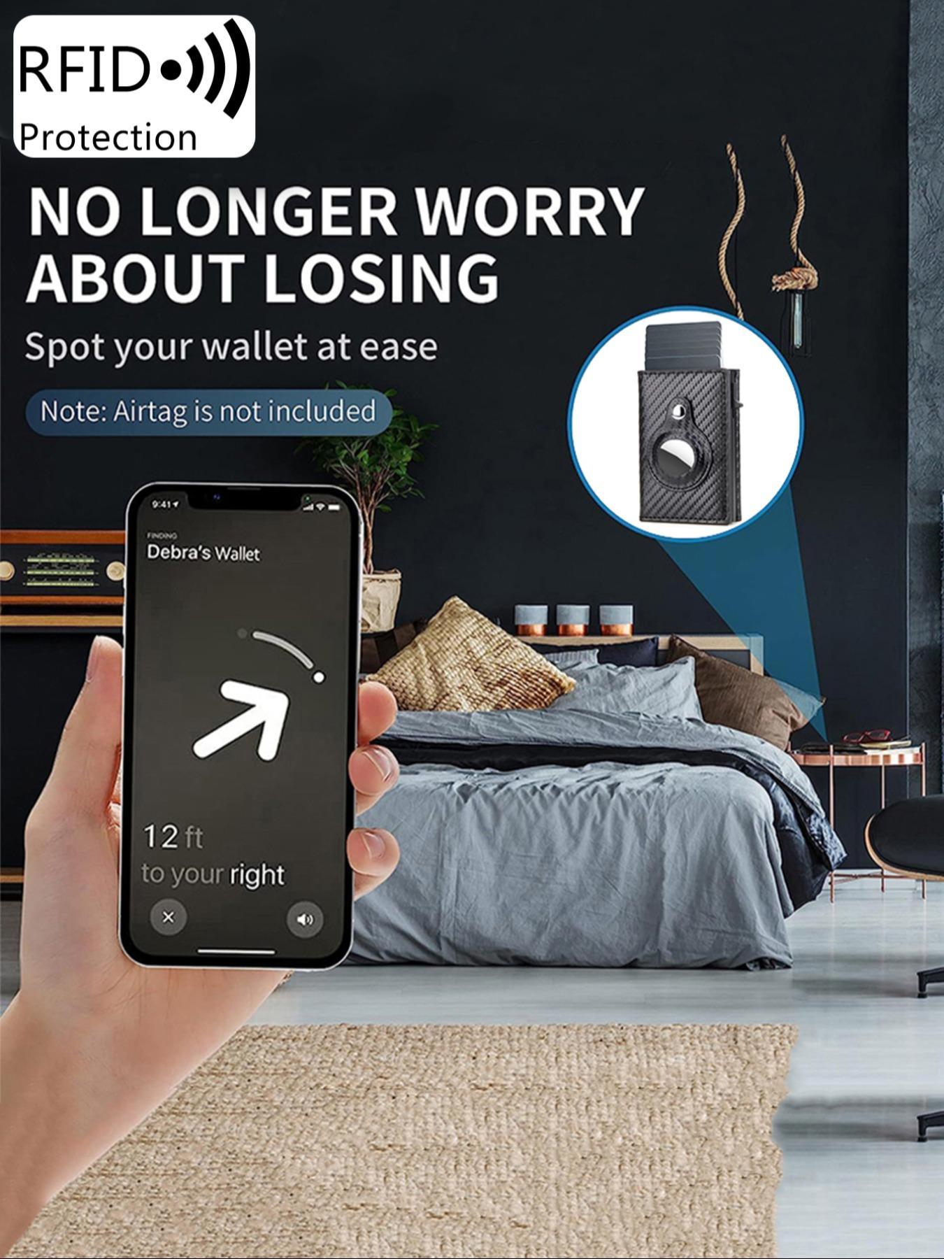 Men's Carbon Fiber Pattern RFID Blocking Card Holder, Slim Smart Wallet with ID Card Slot, Compact Stylish Credit Card Holder