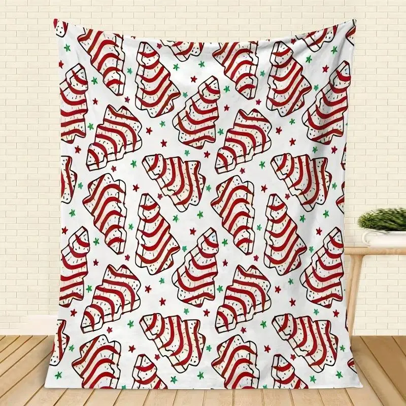 Tree Cake Festive Flannel Throw Blanket, cooling blankets cooling blanket blankets quince bedding, Breathable Soft All Season Multifunctional Blanket Sofa Bed Decor Christmas Holiday Gift
