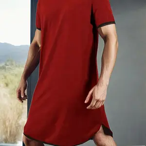 Men's Sleepwear Spring Summer Short Sleeve Round Neck Loose Nightgown, Breathable Soft Pajamas, Comfortable Home Wear