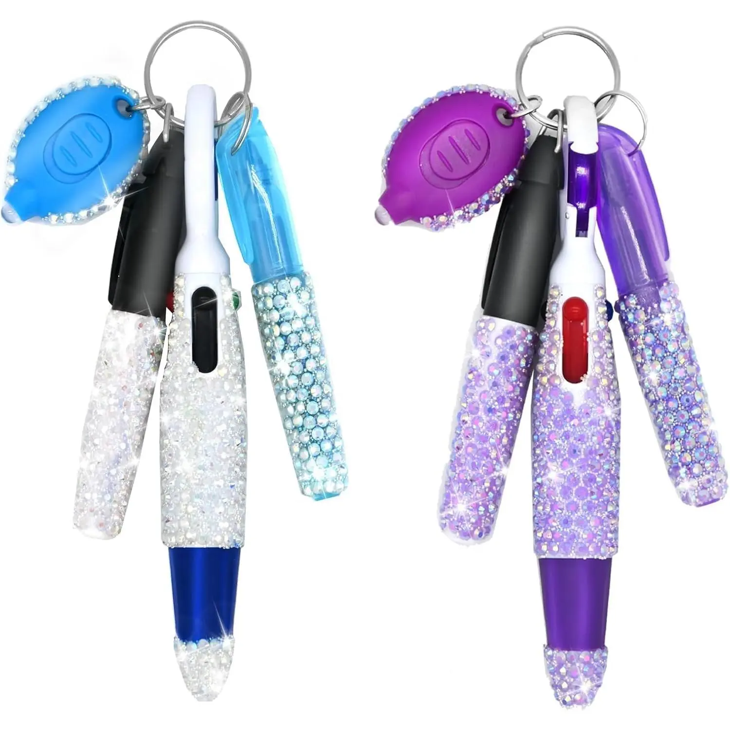 4 count Bling Nurse Pen Set Nurse Badge Accessories Include Permanent Marker Pen, Highlighter, Retractable Ball Pen (8,  white)
