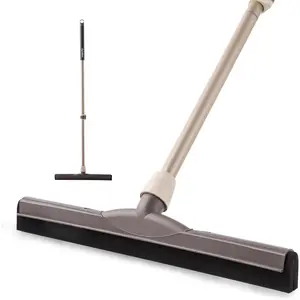 Floor Squeegee for Water Removal, 17" EVA Dual-Layer Blade Dries Floors in One Pass, Long Handle, Scratch-Free Water Sweeper for Kitchen, Bathroom, Tile & Hardwood Floors