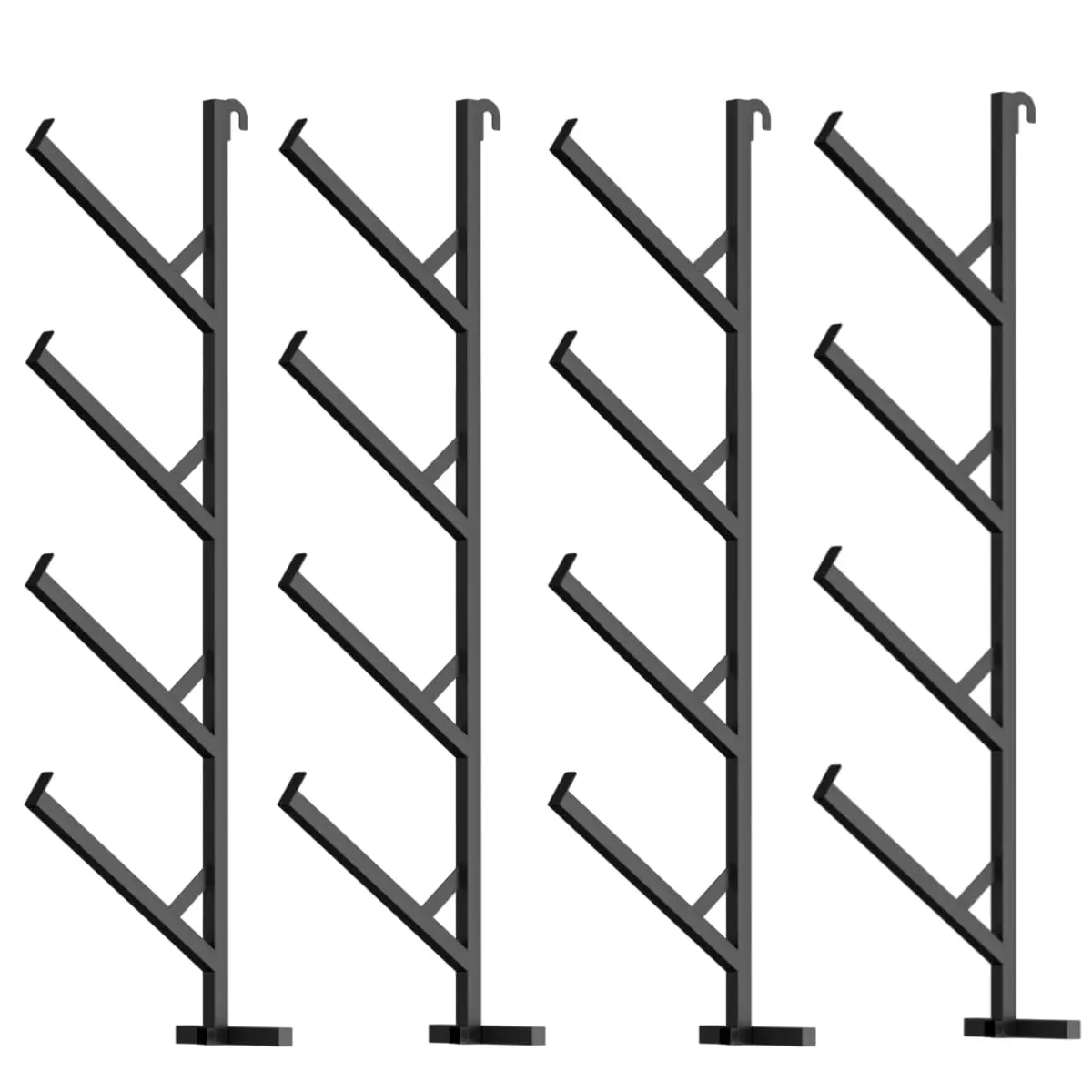 2-Pack Heavy-Duty Shipping Container Pipe Rack Set, 4-Layer Steel Organiser with J-Hooks & No-Drill Brackets, 500 lbs Capacity Rack Shelf for Container/Utility Trailer Walls, Corrosion Resistant Garage Tool Organizer