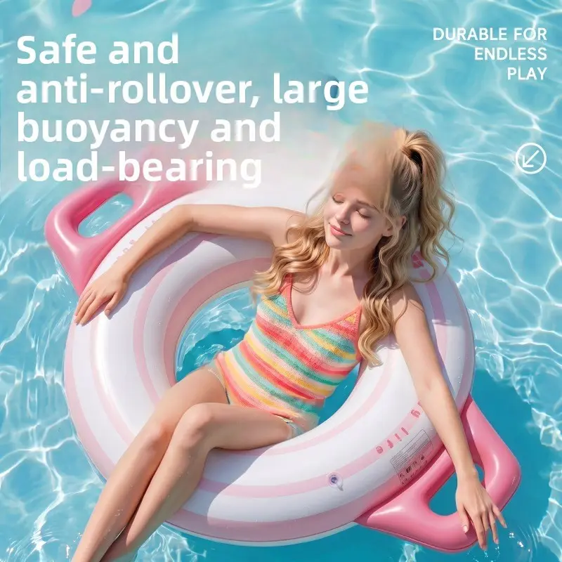 Inflatable Swim Ring Thickened, Anti-Tip Design for Comfortable Floating,Built-in integrated press pump, featuring easy inflation/deflation,Eco-Friendly PVC, Pool and Beach Toy, Essential Swimming Gear, Perfect Summer Gift, Pool Floaties