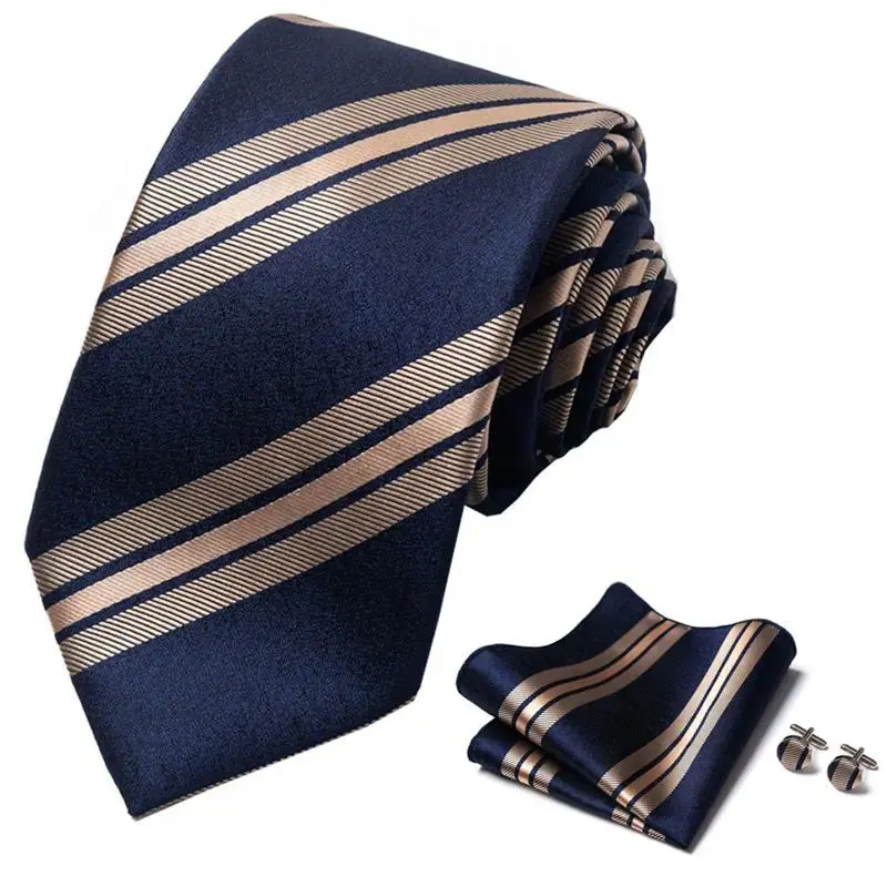 Gift‑Ready Men Formal Necktie 3‑Piece Combo Kit, Neck Tie, Pocket Square & Cufflinks Matching Dress‑Up Accessories, Sophisticated Menswear Collection, Great for Business Attire, Wedding Guest Outfits, Prom and Holiday Gifting for Men