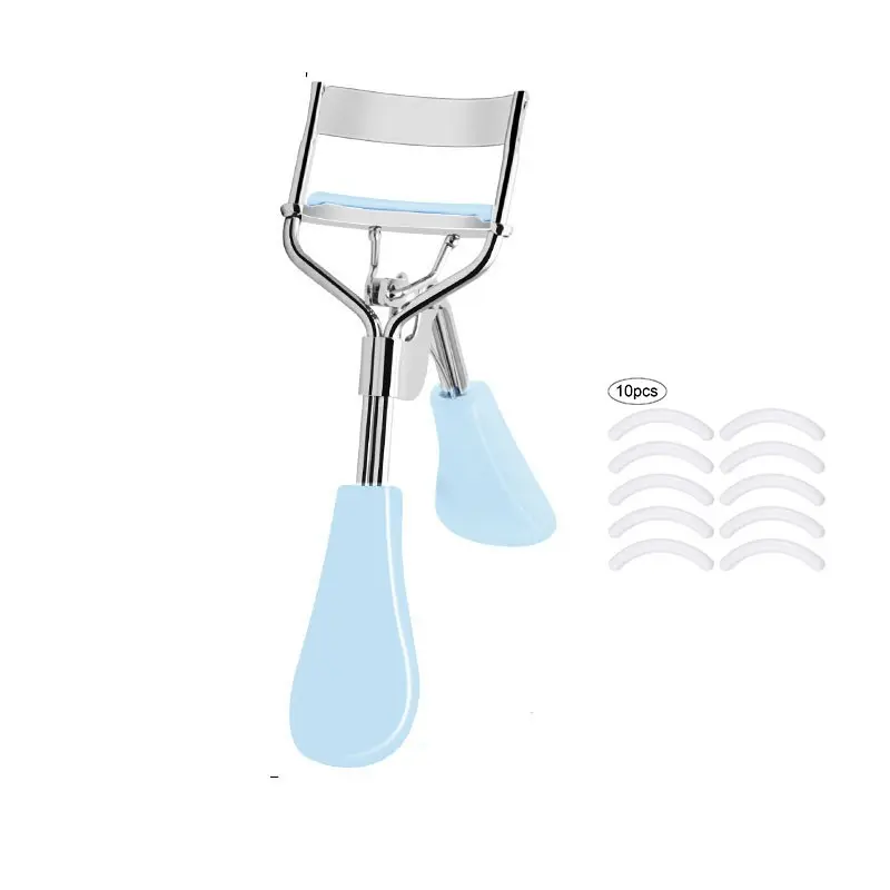 Stainless Steel Eyelash Curler Set with 10 Silicone Pads, Portable Long-Lasting Eye Makeup Tool, Beauty Essential for Lashes