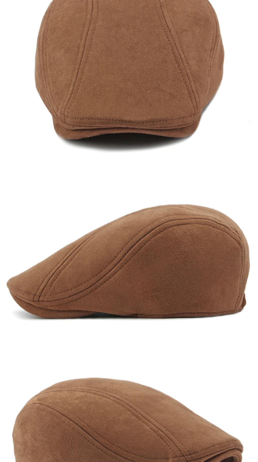 HT4344 Beret Cap Spring Autumn Solid Suede Beret Hats for Men Women Vintage Artist Painter Flat Cap Male Female Berets for Men