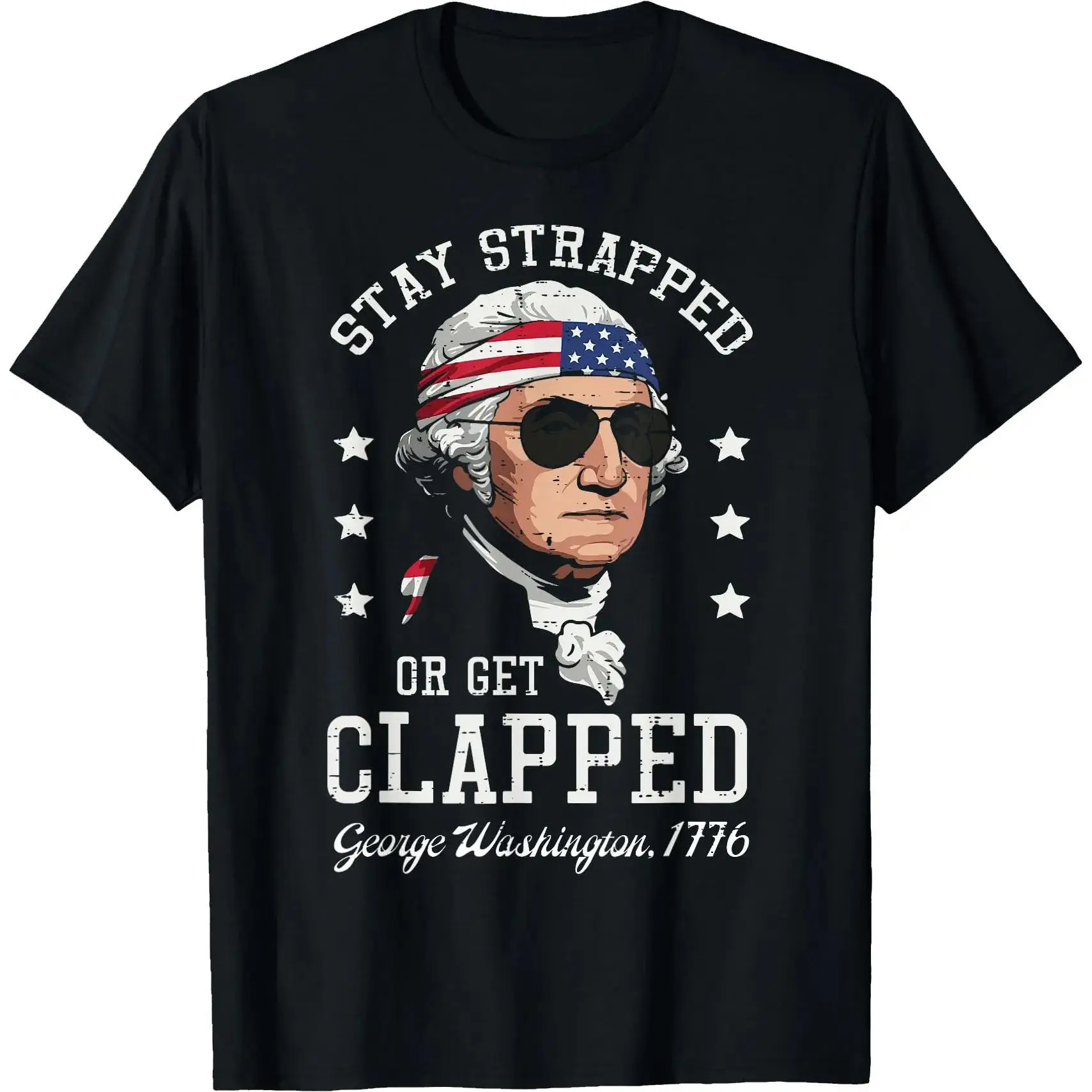Patriotic Short-Sleeve Round Neck Casual Streetwear Top for Men - 4th of July 1776 250th Anniversary George Washington Independence Day Tee