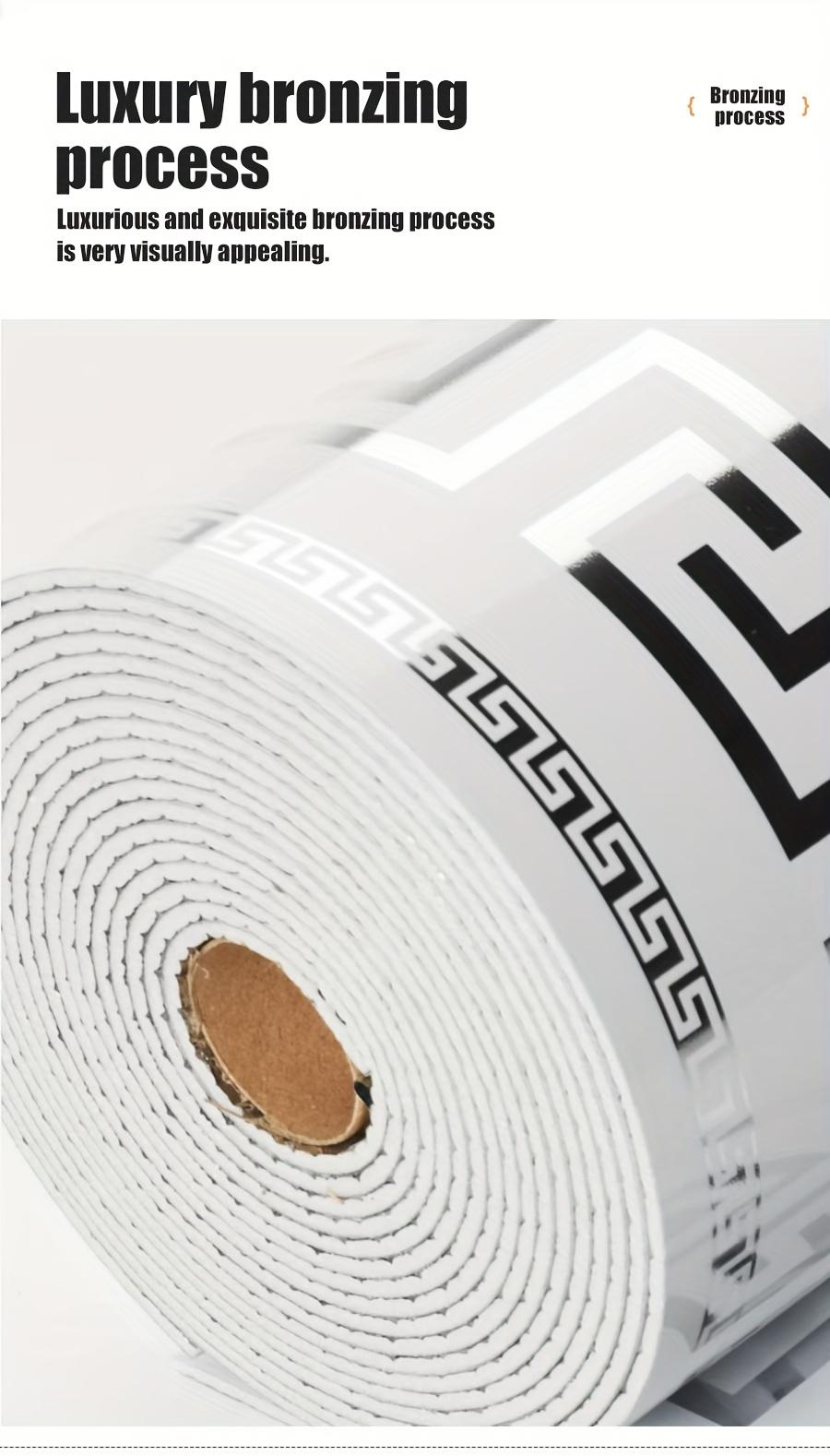 1 Roll 16.4ft x 4in Oversized Self-Adhesive Greek Key Pattern Wallpaper Border, Removable Waterproof Scratch-Resistant No Residue Peel and Stick, Decorative Trim for Kitchen Bathroom Living Room Office, Easy Application Damage-Free Removal, Luxury Floor &