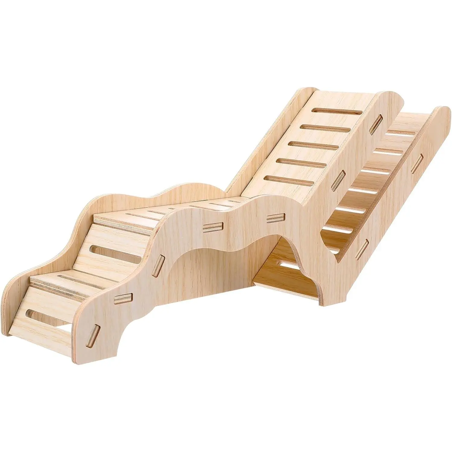 Versatile Hamster Hideout and Exploration Tunnel, Snap-Together Wooden Burrow Tunnel with Panoramic Window, Chew-Safe for Gerbils Hamsters and Other Small Pets