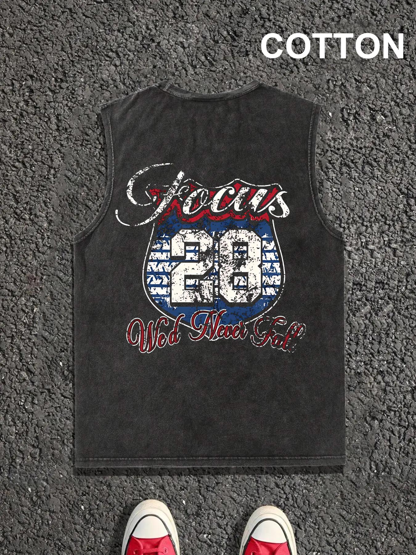 Men's Vintage Graphic Print Round Neck Tank Top, Casual Sleeveless Fitted Top for Summer, Men's Top for Daily Wear