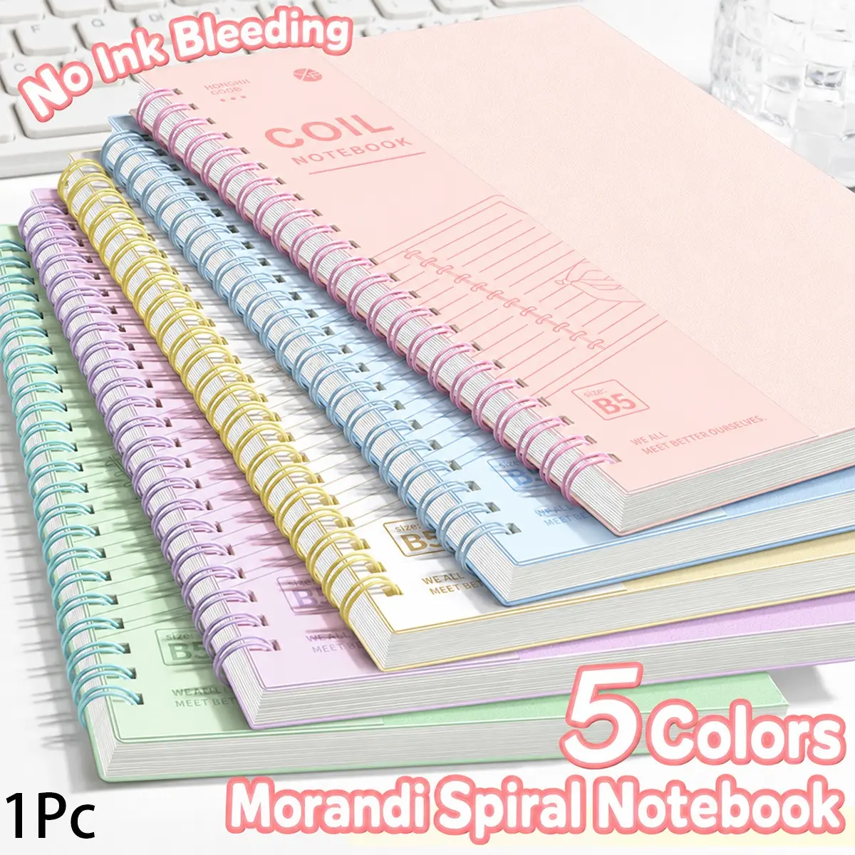 Pastel Spiral Notebook, 120 Lined Pages, A5/b5 Size, Twin Wire Binding, 360° Fold Back, Morandi Cover, Ideal for School, Office, Journaling