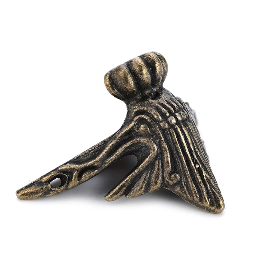 4PCS Antique Corner Protector Brass Jewelry Chest Box Wooden Case Decorative Feet Leg Metal Corner Protector Hardware Bracket