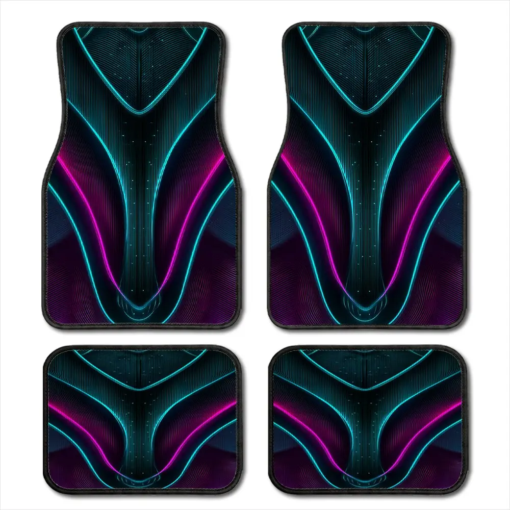 4 Piece Neon Line Car Floor Mats, Universal Fit, Waterproof & Stain Resistant, Cyberpunk Style, Durable Car Interior Accessories