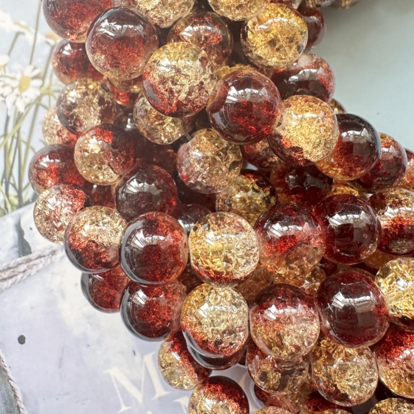 10mm Glitter Glass Beads (50pcs/100pcs), DIY Jewelry Making Accessories for Necklace & Bracelet & Earrings, Jewelry Beads for Women & Teenager, Handmade Crafts