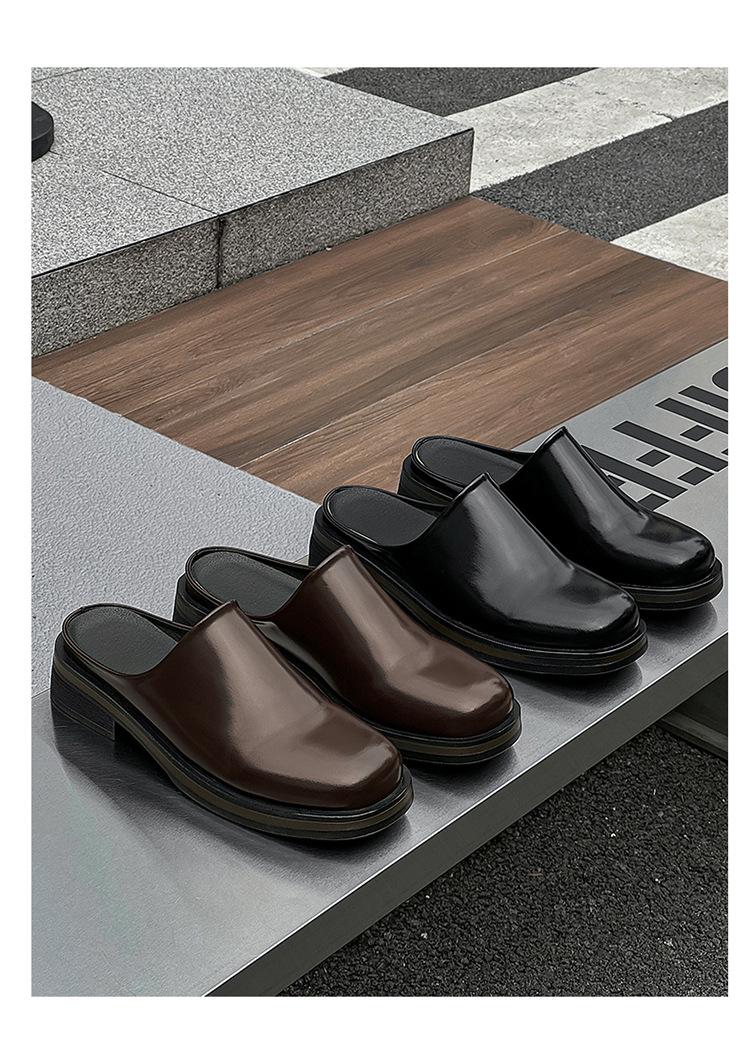 Men's Shoes 2026 New Summer Men's Big Head Muller Toe Box for Outdoors Boken Shoes Tide Half Slippers Slip-on,Gift brown Footwear