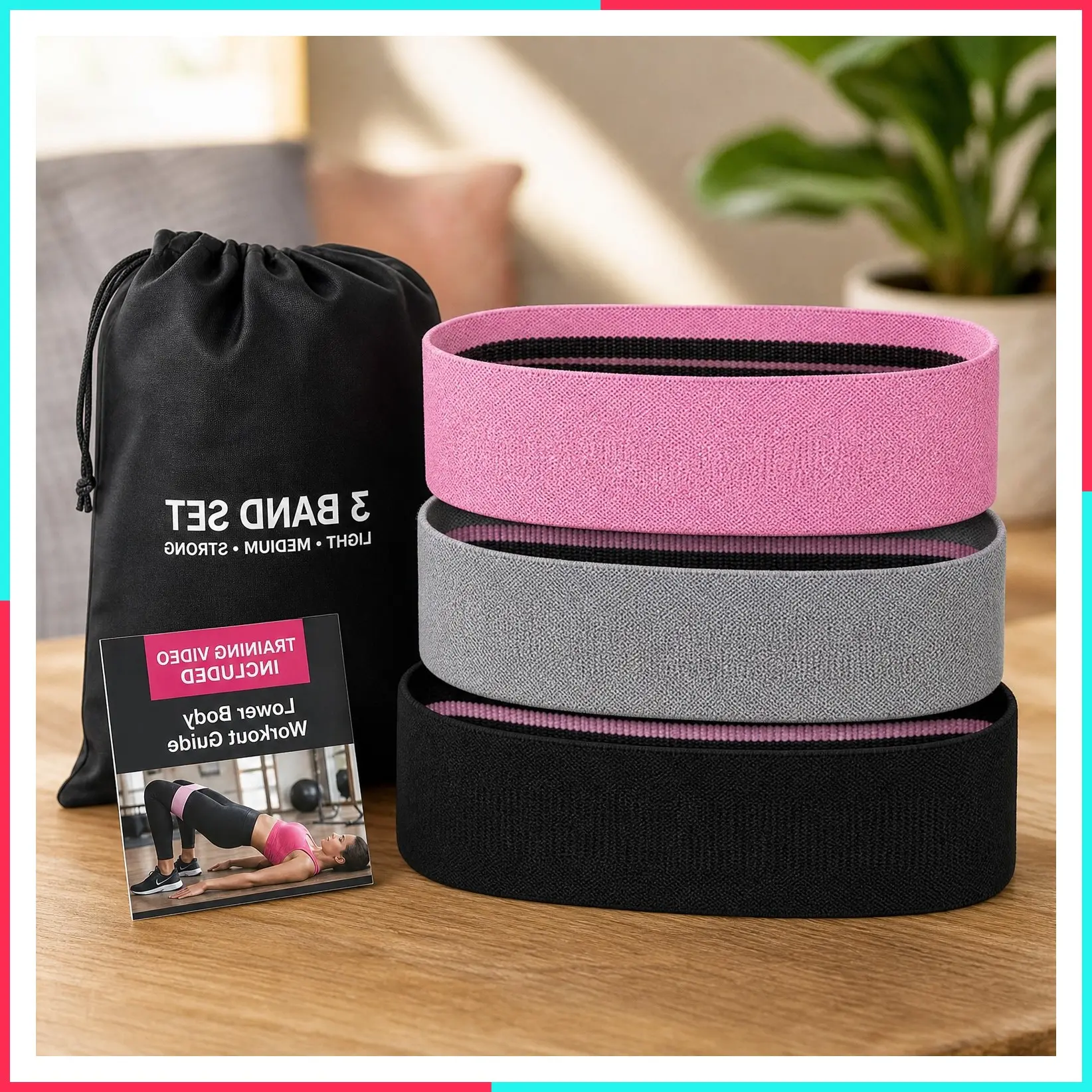 Premium Resistance Bands for Working Out - No Slip Cloth Booty Bands for Glutes, Thighs & Legs - Exercise Bands for Gym & Home Fitness, Yoga, Strength & Pilates for Men/Women - 3 Levels