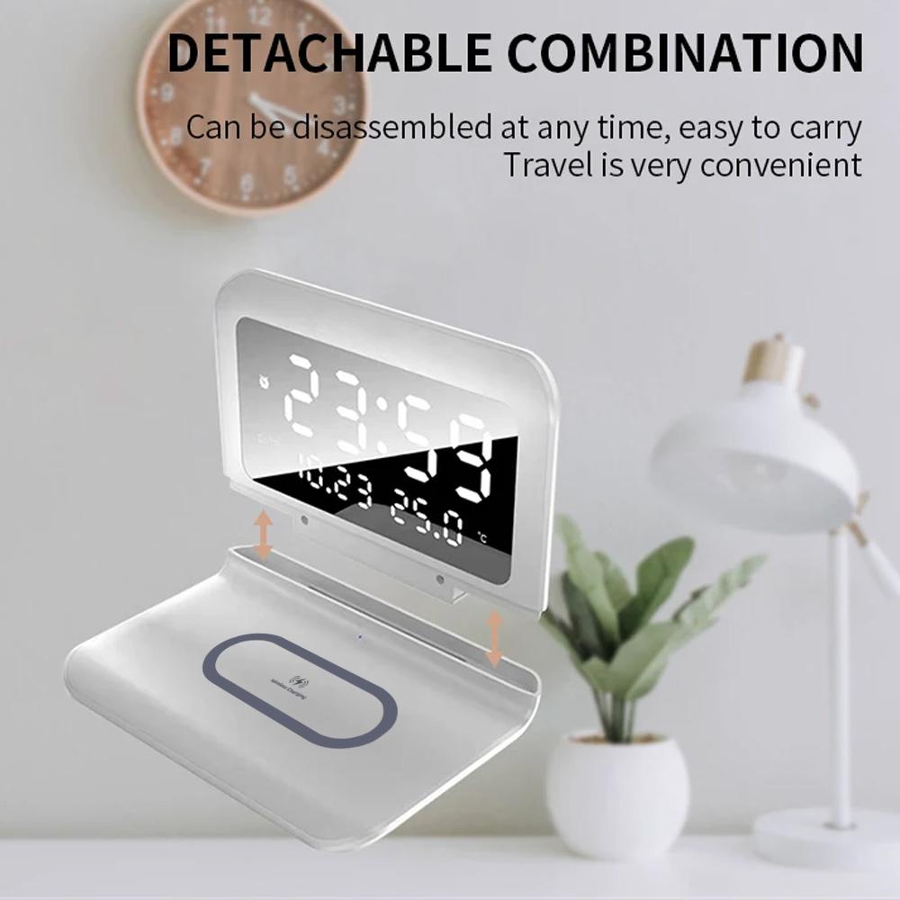 Wireless Charger Pad Stand with Alarm Clock Thermometer Fast Charging Station dock charger station 3-in-1 Magnetic Charger with PD Fast Charging Wireless Charger Pad Stand with Alarm Clock Thermometer Fast Charging Station dock charger station 3-in-1 Magnetic Charger with PD Fast Charging
