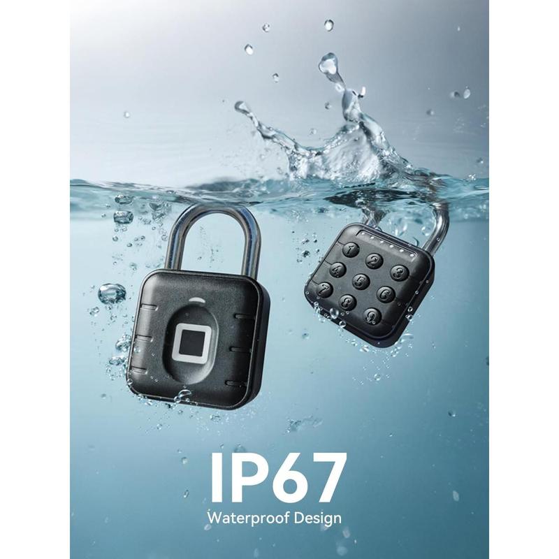 Fingerprint Padlock, Locker Lock, Keyless  Padlock Outdoor Fingerprint Lock Combination Gate Locks for Gym Storage - Black Waterproof ,Door Lock with BLE