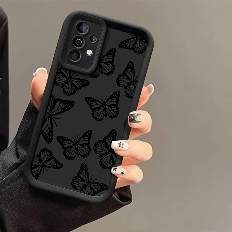 Phone case: Black TPU Full-Screen Cool Butterfly Design Phone Case, Compatible with Galaxy Galaxy A03/A03s/A05/A10s/A11/A12/A13/A14 5G/A15 4G/A20s/A21s/A22/A23/A30s/A31/A32/A34/A50/A51/A52/A52s 5G/A53 5G/A54 5G/A70/A71/A72/A73 5G/S20/S21/S22/S23/S24/S25