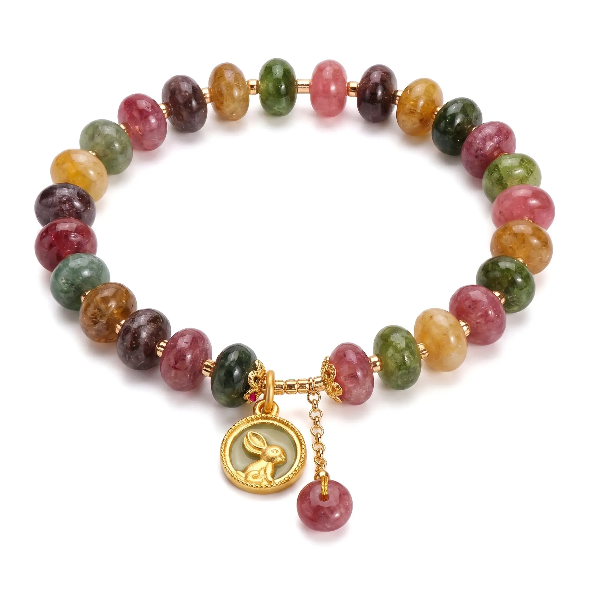 Vintage Moon Rabbit Bracelet For Women Blessing Card Gift Cozy Light Luxury Hand Jewelry Mixed Material Electroplated Animal Zodiac Style Holiday Birthday