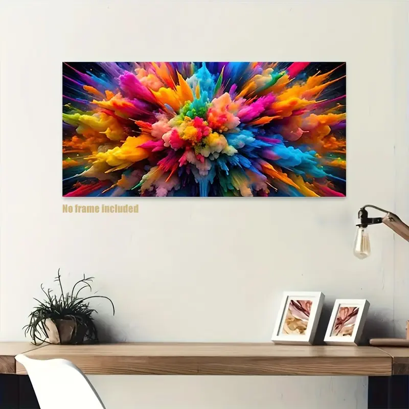Vibrant Bohemian Abstract Ink Canvas Art, Latest Creative Large 5D DIY Diamond Painting Kit, Colorful Splash Flower Mosaic Wall Decor