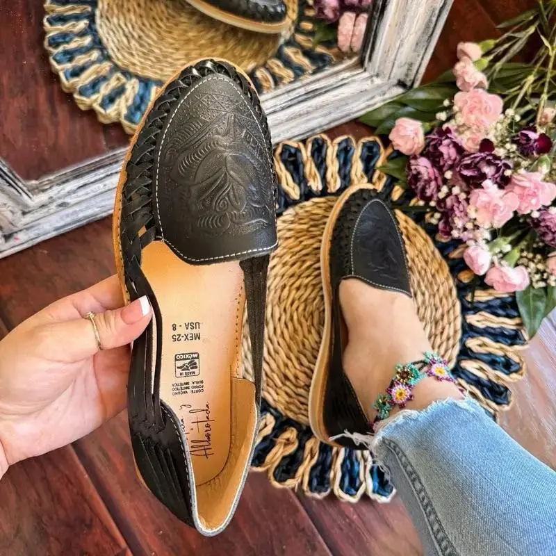 Huarache Sandal - Handmade Mexican Hecho in Michoacán, Colorful Leather, Open Toe, Casual Footwear for Women, Perfect Choice for Wide Feet - Running Walking Shoes Girl