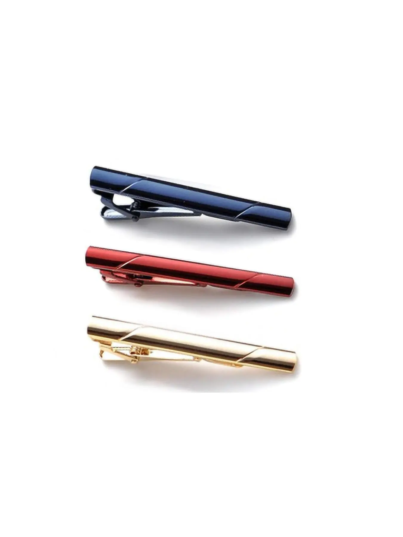 Minimalist Modern Diagonal Split Glossy Tie Clip Set (three Colors), Men's Wedding and Business Suit Accessories, Elegant Lapel Pin