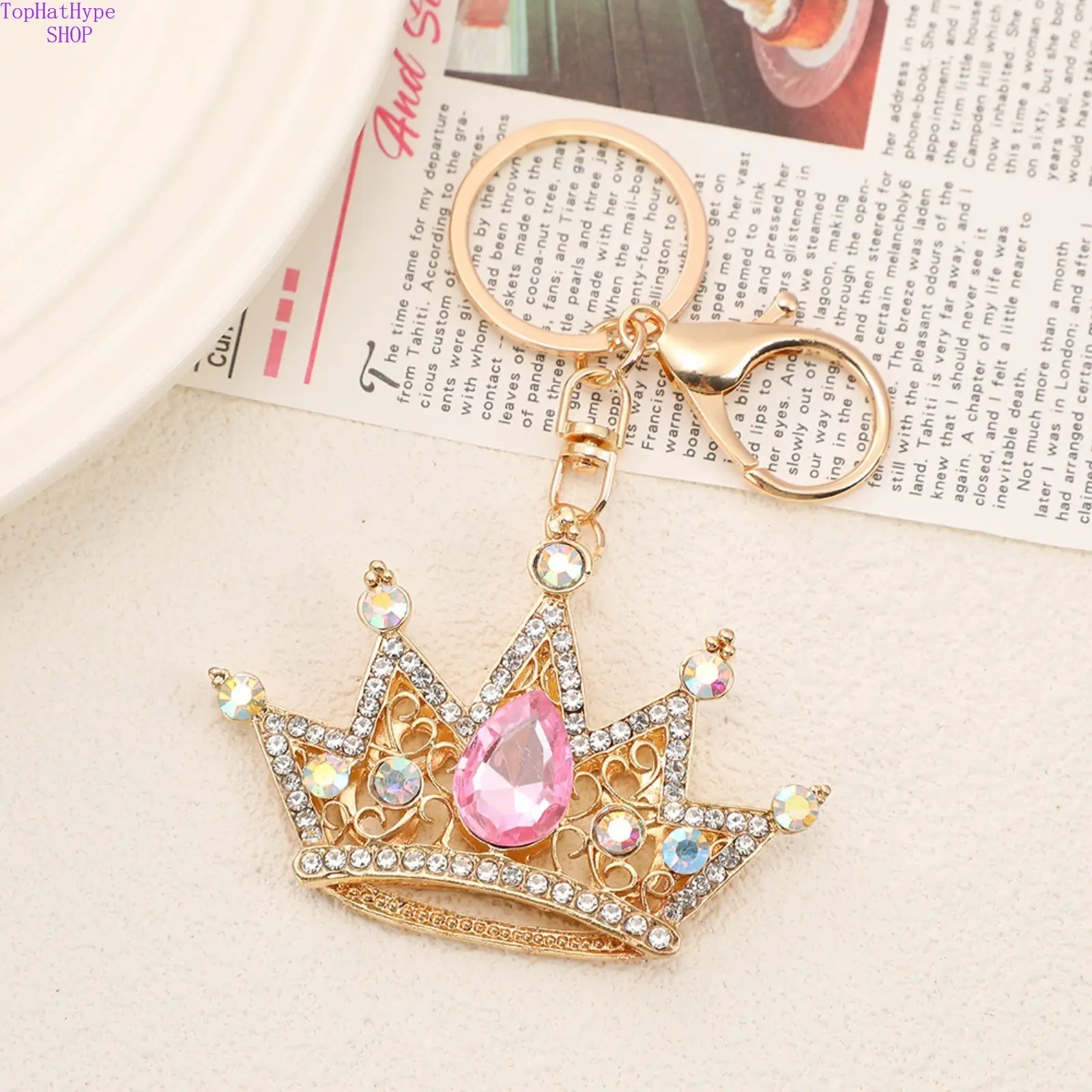 Crown Keychain Charm, Rhinestone Crystal Crown Pendant, Trendy Aesthetic Bling Accessory, Elegant Sparkly Ornament for Car Key Ring, Backpack Purse, Glam Daily Gift for Women & Teen Girls