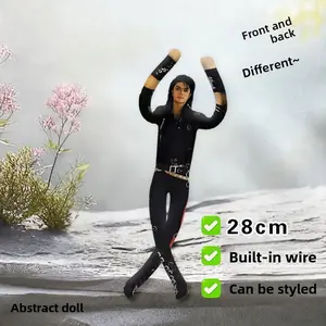 28cm Michael Jackson Abstract Bendable Plush Doll Built-in Wire Skeleton Poseable Figure Double Sided Print Stuffed Toy Collectible Gift For Pop Music Fans Home Decor