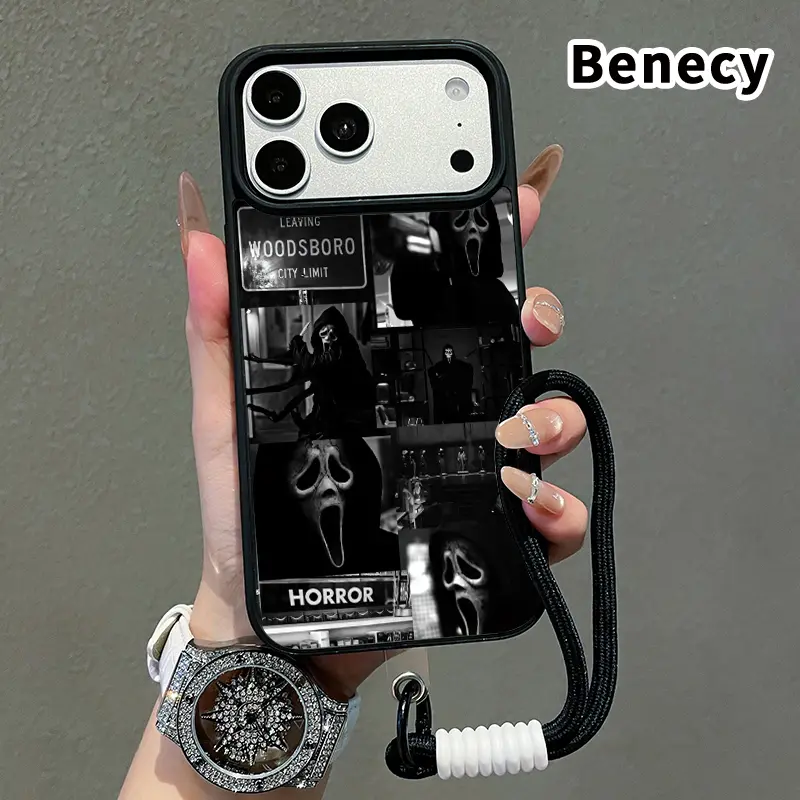 Magnetic Phone Case Compatible with iPhone 17 16  Pro Max Plus 15 14 13 12 11 Air E Ghostface's Realm Pattern Acrylic Back TPU Edges Anti-Fingerprint Ultra Slim Hard Lanyard Cover