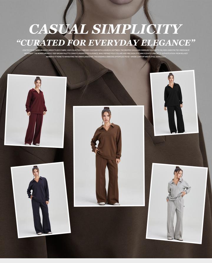 Women's Minimalist Solid Color Split-Neck Sweatshirt, Simple Style Loose Long Sleeve Top, Lady Casual Comfort Outfit