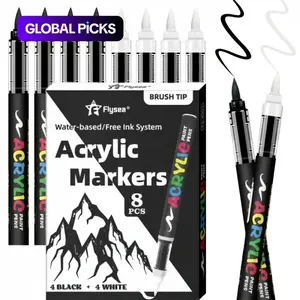 Acrylic Paint Pens, Automatic Ink Control System,Soft Brush Tip Markers,Black and White Paint Marker,Art Marker Set,for Canvas, Rock, Wood, Stone, Glass, Ceramic, Fabric Painting, DIY Crafts #GLOBAL PICKS