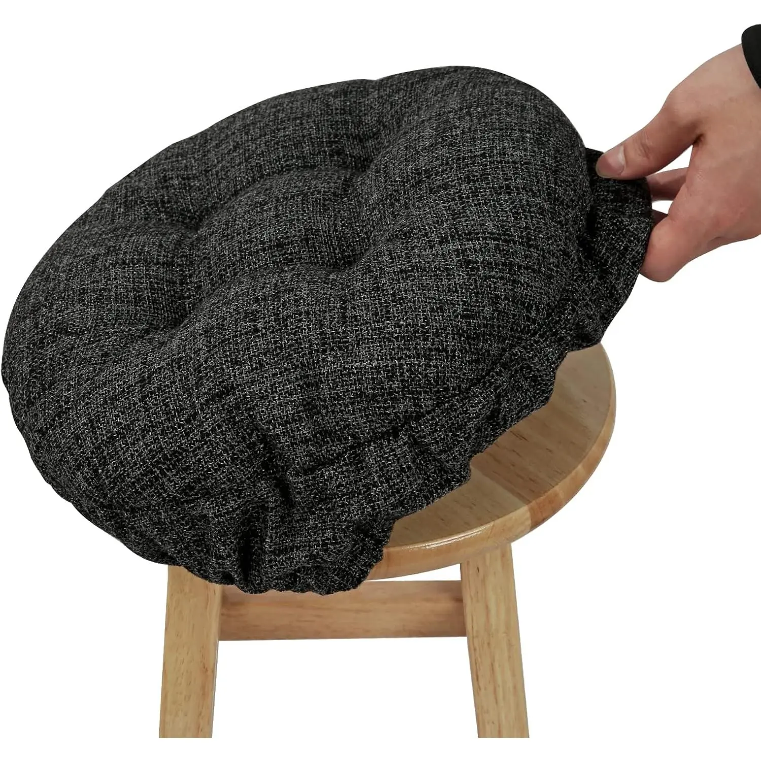 Modern Bar Stool Cushion Dia.13, Fashion Interweaving Design Anti-Skid Silicone Round Padded Stool Seat Cushion Cover Black M 1