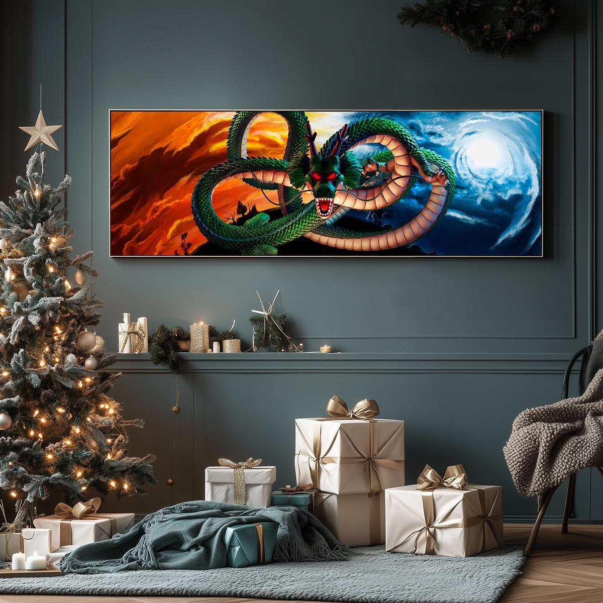 Dragon Pattern Canvas Painting without Frame, 1 Count Creative Dragon Pattern Wall Art, Wall Art Decor for Home Living Room Bedroom Office, Art Wall Decoration