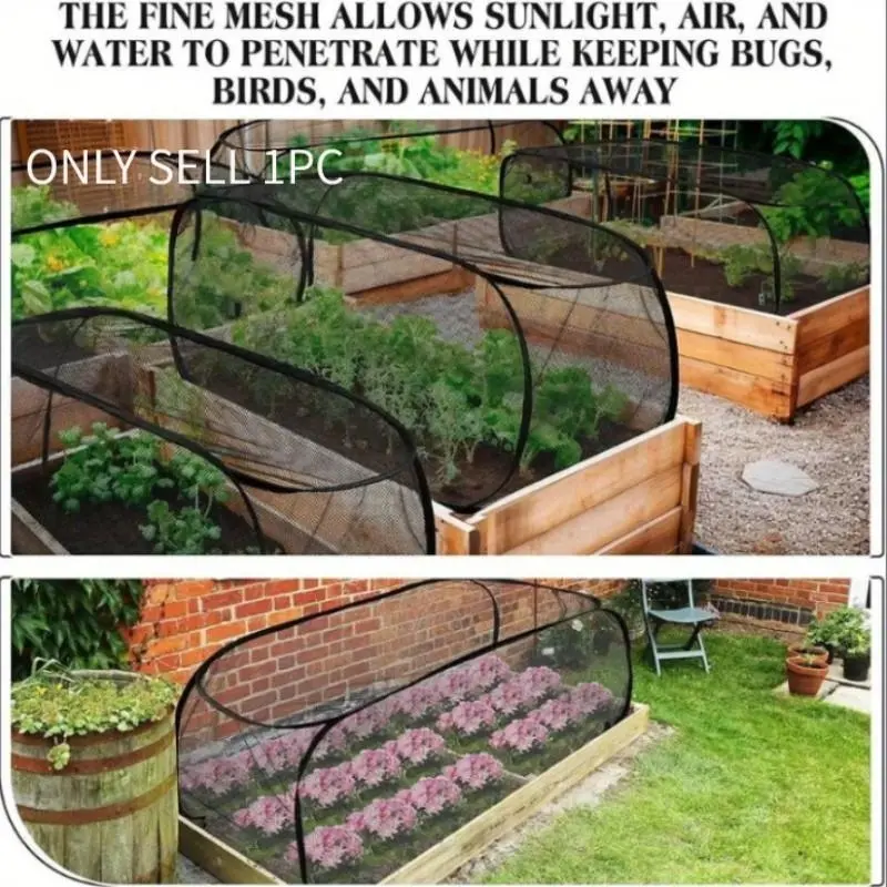 Collapsible Pop-up Mesh Penetrate Plant Protection Net Cover, Sturdy & Durable Garden Netting for Raised Beds, Animal, Birds & Insect, Bugs Barrier Net, Reusable Protective Net for Fruits, Vegetables and Seedlings