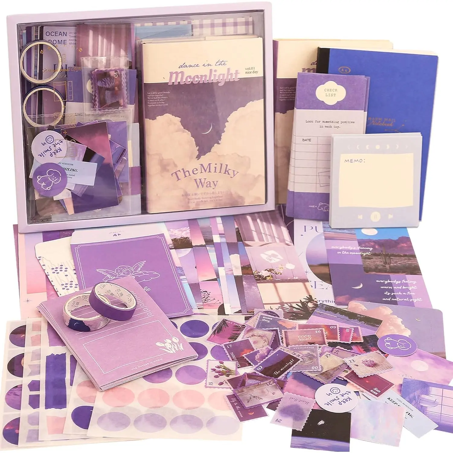 348 Pcs Vintage Scrapbooking Supplies Kit, Aesthetic Paper & Sticker Set with A6 Grid Notebook for DIY Crafting & Junk Journaling, Gift for Teen Girls, Diy Kits, Mixed Designs, Paper Set, Teen Girl Gifts, Crafting Kits