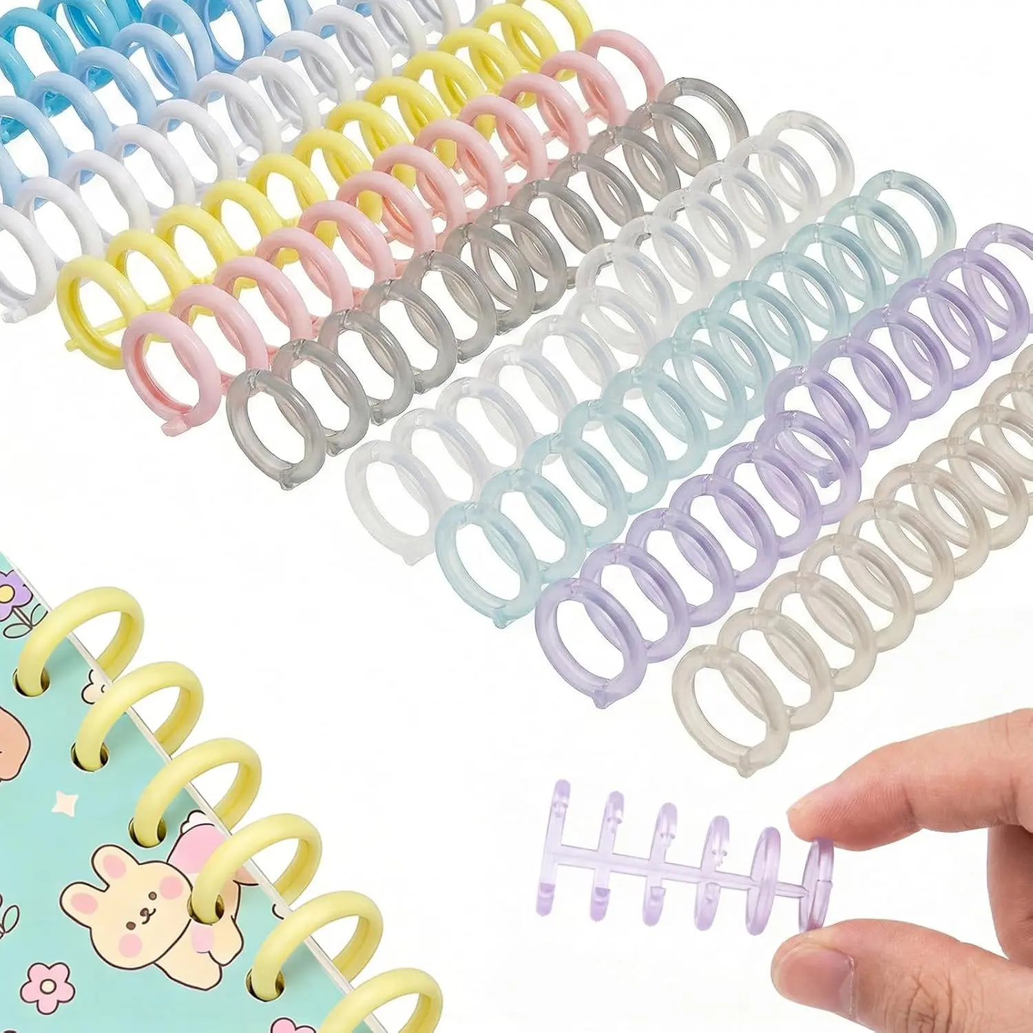 20 count Comb Binding Spines,Plastic Spiral Binding Coils,Easy to Adding Pages for Binding Machine for Letter Size,A4,B5,A5,DIY Tools Doucumnet Notebook for Teacher Student,Office,School Use