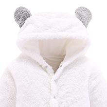 New(New)Newborn Baby Cartoon Bear Snowsuit Winter Coat Fleece Hooded Jumpsuit Romper for Girls Long Sleeve Cute Plain Design