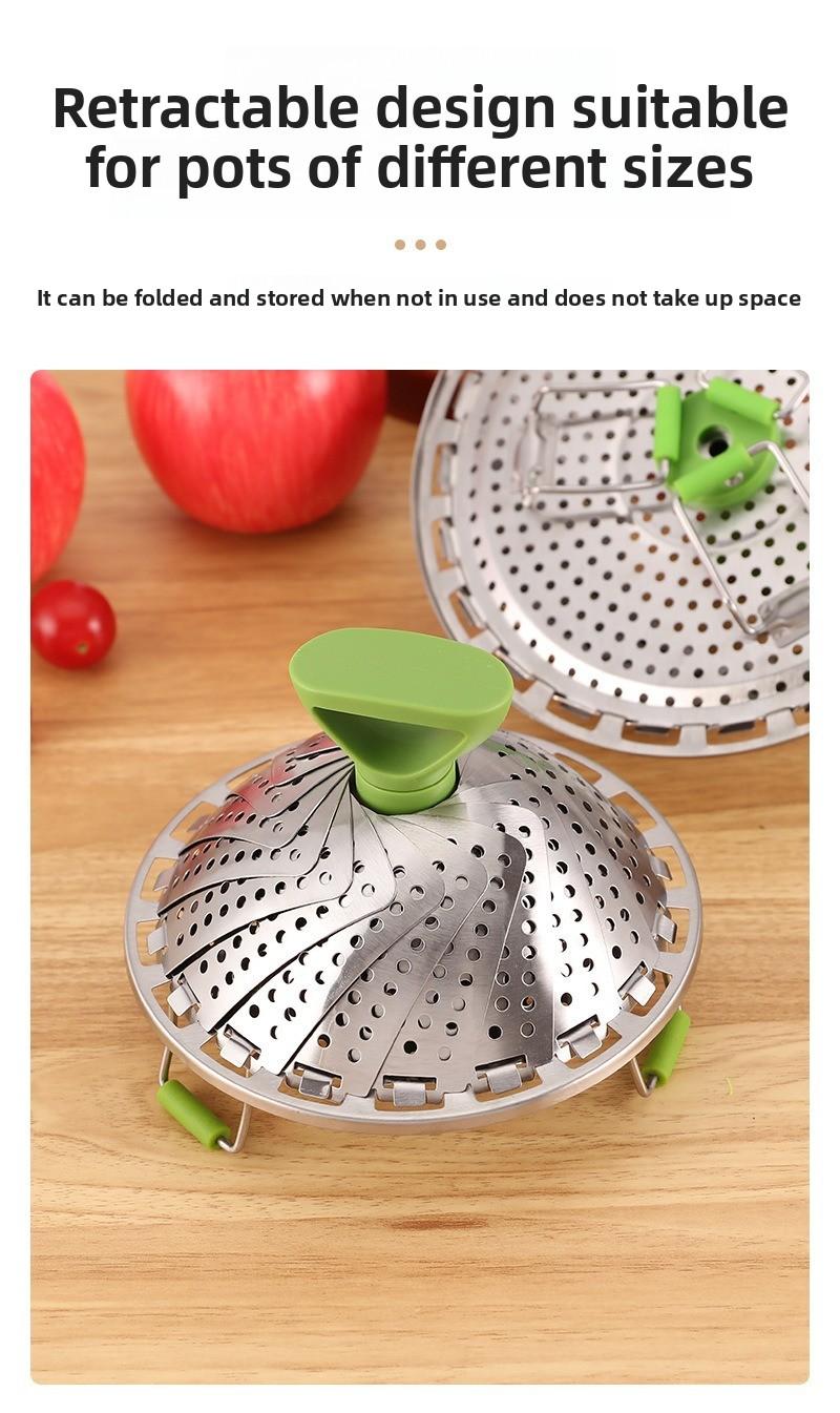 Stainless Steel Folding Steamer Lotus Telescopic Steamer Multifunctional Telescopic Fruit Plate Xiaolongbao Steaming Grid