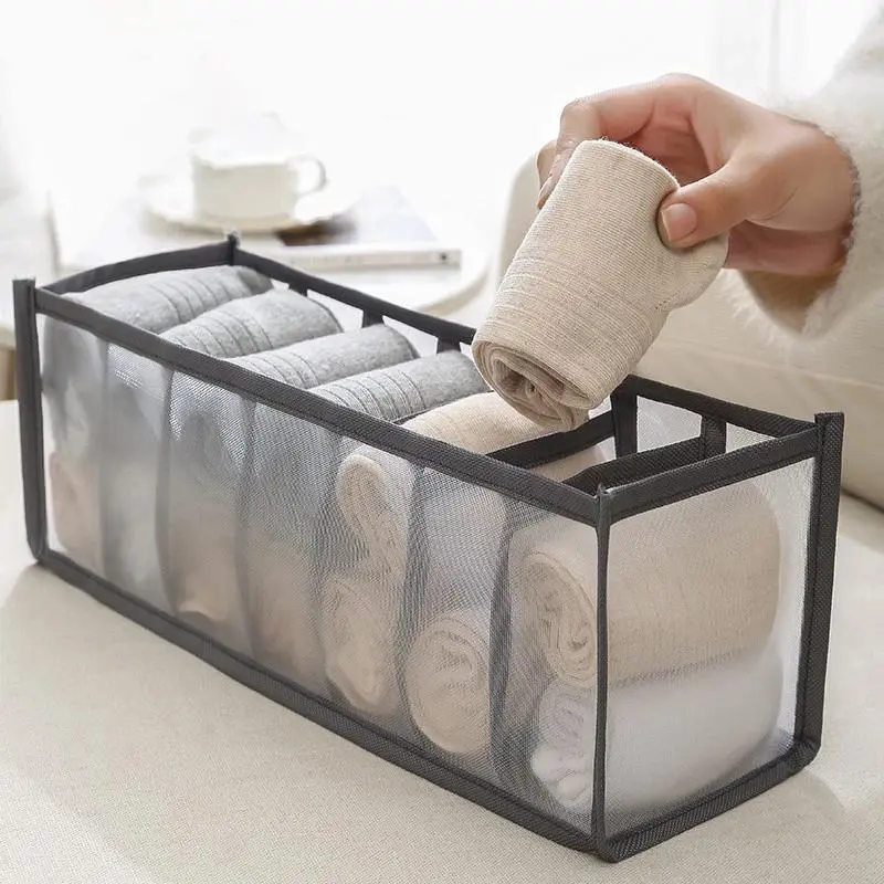 Underwear Drawer Organizer Storage Box - Foldable Closet Divider with Multi-Level Compartments, Compact Collapsible, Double Foldable, Folding, Mini Boxy Open Storage Bins for Underpants, Socks, Bras, Compact Collapsible Open Storage Bins