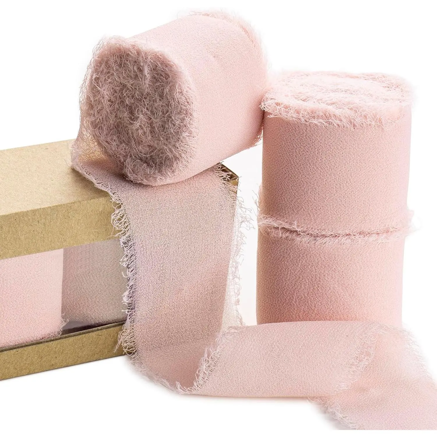 Chiffon Ribbon, 3 Rolls 21 Yards Light   Chiffon Silk Ribbon | 1.5" x 7Yd Ribbons Set for Wedding Invitations, Bridal Bouquets, Gifts Wrapping, DIY Crafts