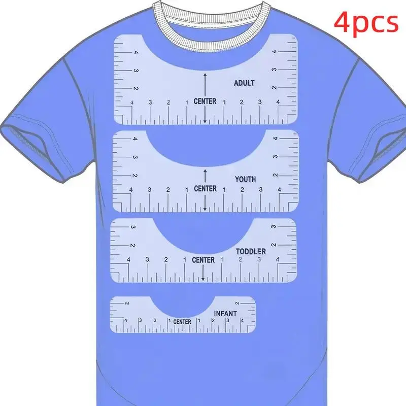 4 Counts Perfectly Align Your Vinyl Designs Every Time - T-Shirt Ruler Guide With Soft Tape Measure & Craft Sewing Supplies Accessories Tools For Heat Press HTV Heat Transfer Vinyl Sewing Accessories And Supplies