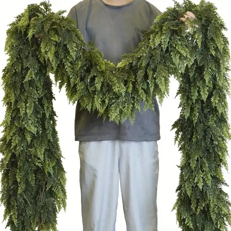1 Counts Realistic simulation of Christmas vines, fox vines, Norwegian pine wreaths - ideal for Christmas, dining, fireplace and outdoor decoration, farmhouse style Christmas decoration, plastic wreaths, Ornaments, most suitable for Christmas