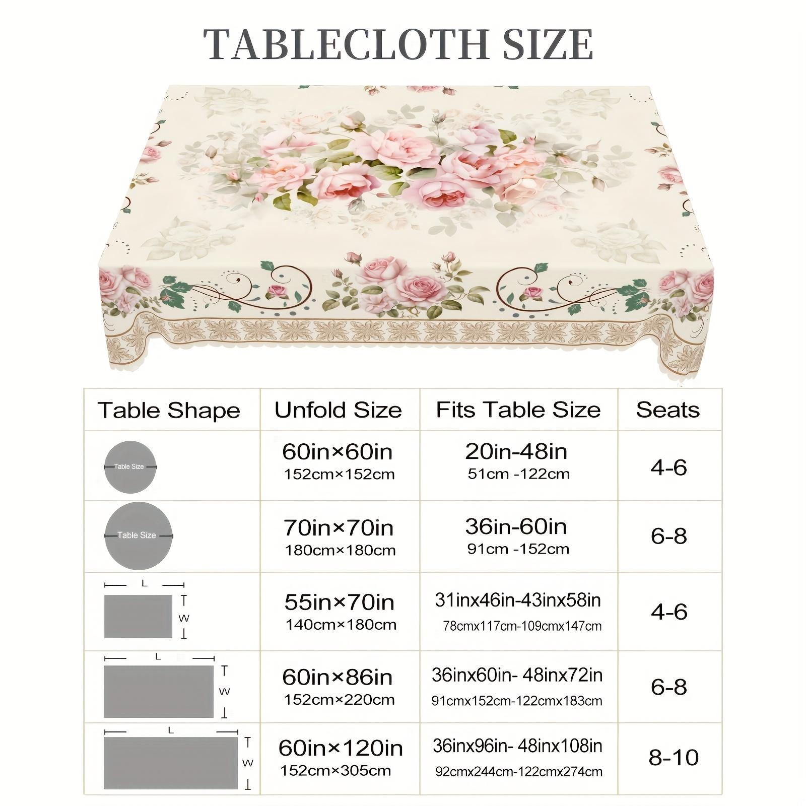 1pc Spring/Summer Romantic Vintage Rose Pattern Round Tablecloth, French Elegant Floral Print Rectangular Tablecloth, Home Kitchen Table Cover, Indoor And Outdoor Use, Home Decoration, Suitable for Mother'S Day, Wedding, Birthday, Anniversary