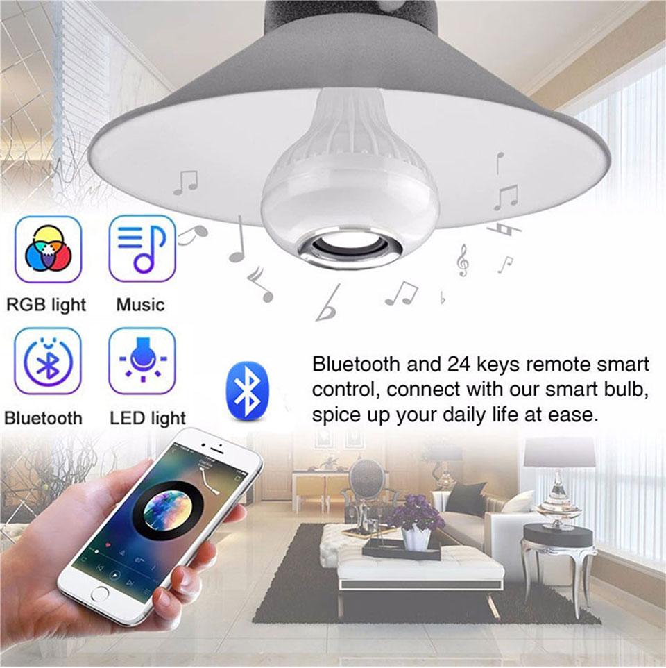 AC 85-265V 12W E27 LED Light Bulb with Bluetooth Speaker Music Remote Control Color Changing RGB Lamp for Bedroom Party Decor