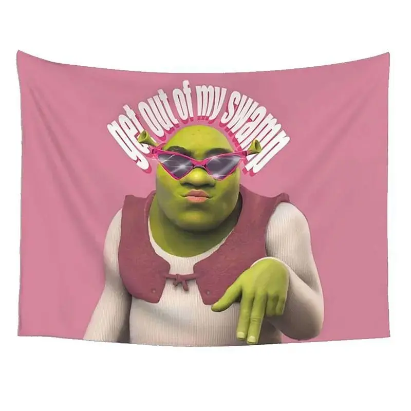 Funny Shrek Pink 3x5Ft Flag Tapestry with 4 Brass Grommets, Accurate Size, Authentic HD Color Print, Home Supplies Gift, Indoor Wall Decor, Outdoor Banner, Festive Party Backdrop