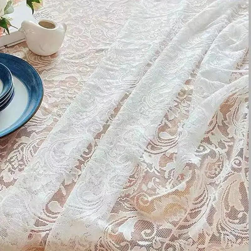 Lace Tablecloth, Rectangular Tablecloth with Phoenix Tail Lace Edging, Table Decoration for Dining Table & Coffee Table, Home Decor, Washable Table Cover