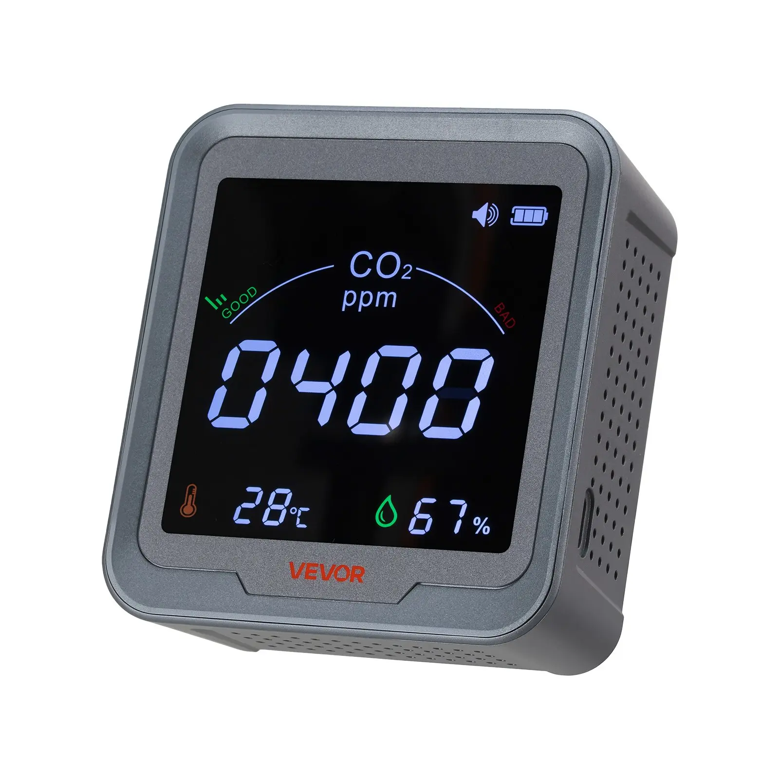 VEVOR NDIR Sensor Carbon Dioxide Monitor - 400-5000ppm Scale Display Unit, Temperature & Humidity Tracking, Portable Easy Setup Controller for Home Users [DealsForYouDays]