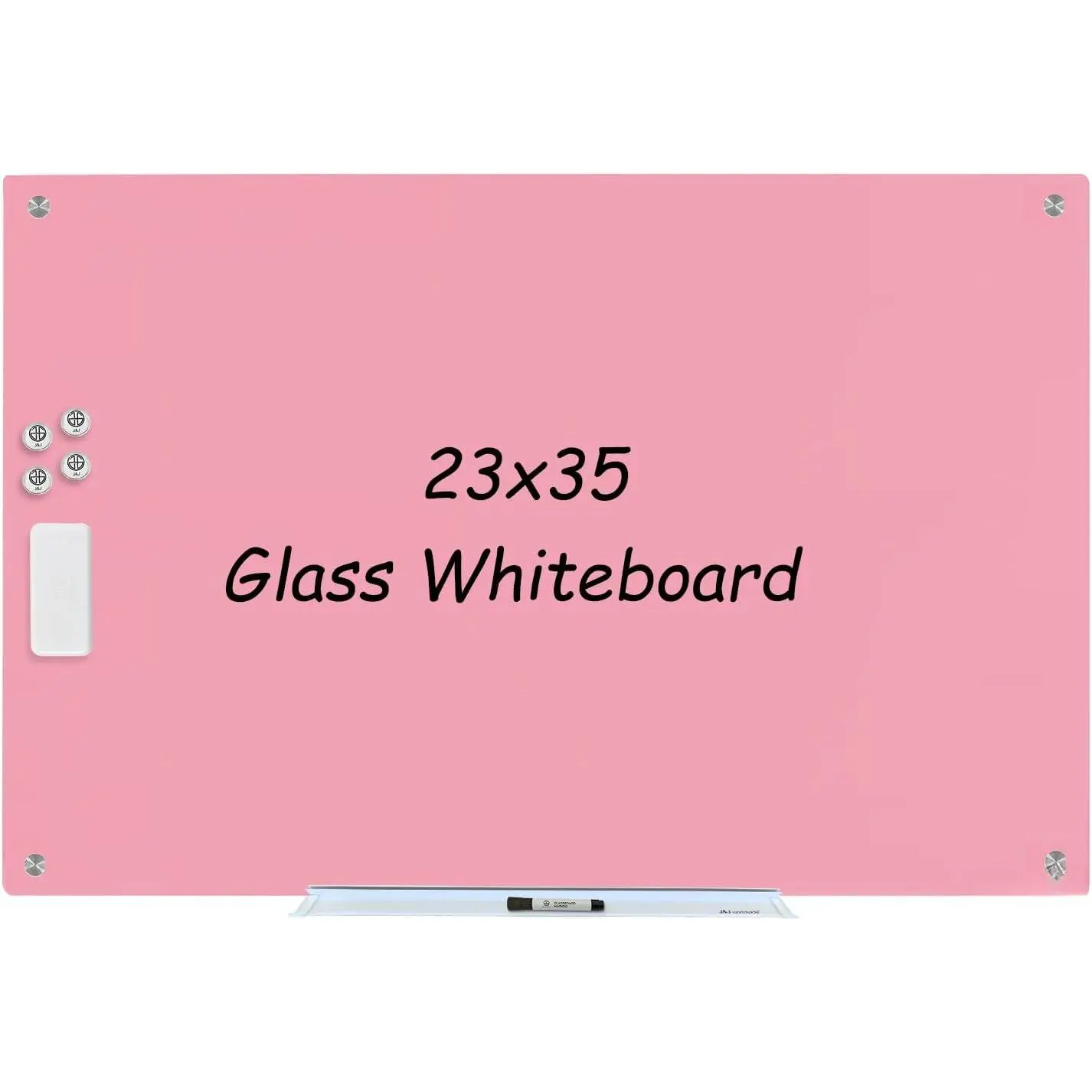 Glass Whiteboard 35"x23" Glass Dry Erase Board | Smooth Writing, Easy Erase,  Surface Frameless, Wall Mounted for Office School&  Use, Includes Accessories