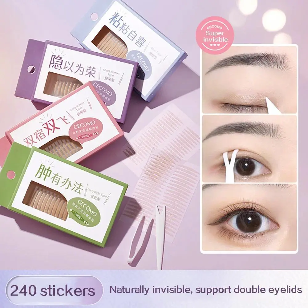 240 PCS Double Eyelid Tape - Natural Invisible, Long-Lasting Makeup Tool for Single Eyelid Users, Single Lid Shaping Big Eye Beauty Aid G2063-1